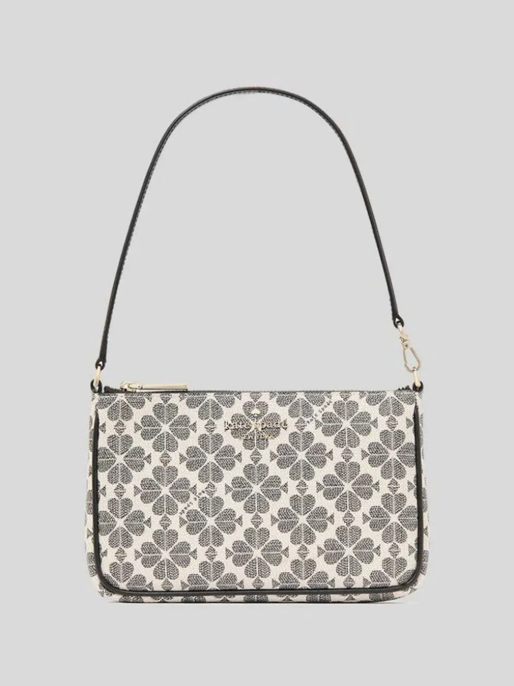 New Kate Spade Flower Logo Convertible Wristlet Mini Shoulder Bag Black Cream